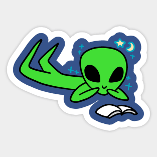 Alien Reading a Book Sticker